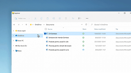 Un fișier dintr-un folder OneDrive economisește spațiu dacă este stocat în cloud și nu pe plan local